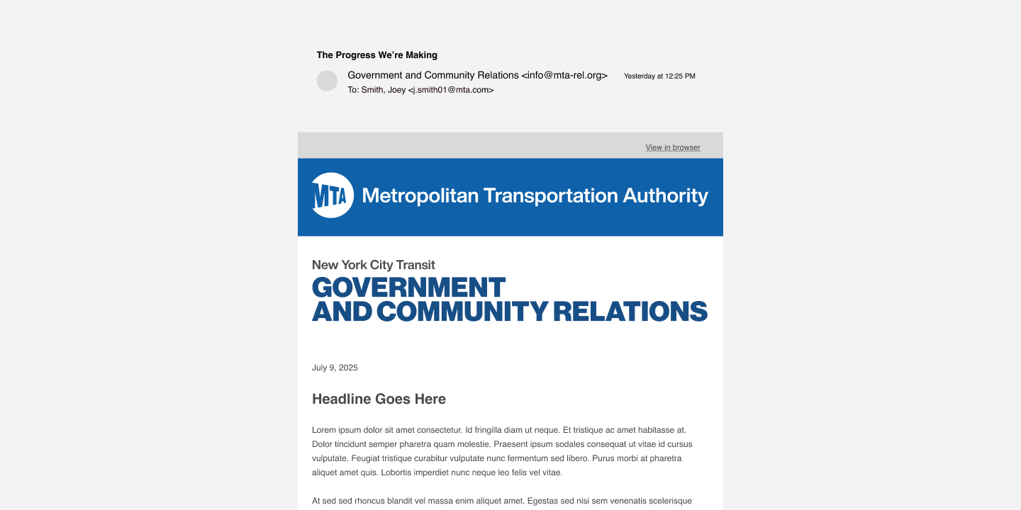 Government & Community Relations — Newsletter Header
