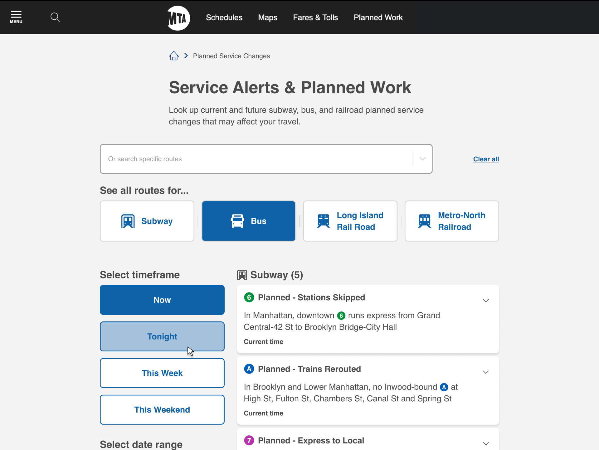 Planned Work Lookup Tool 3.0 — Light Mode