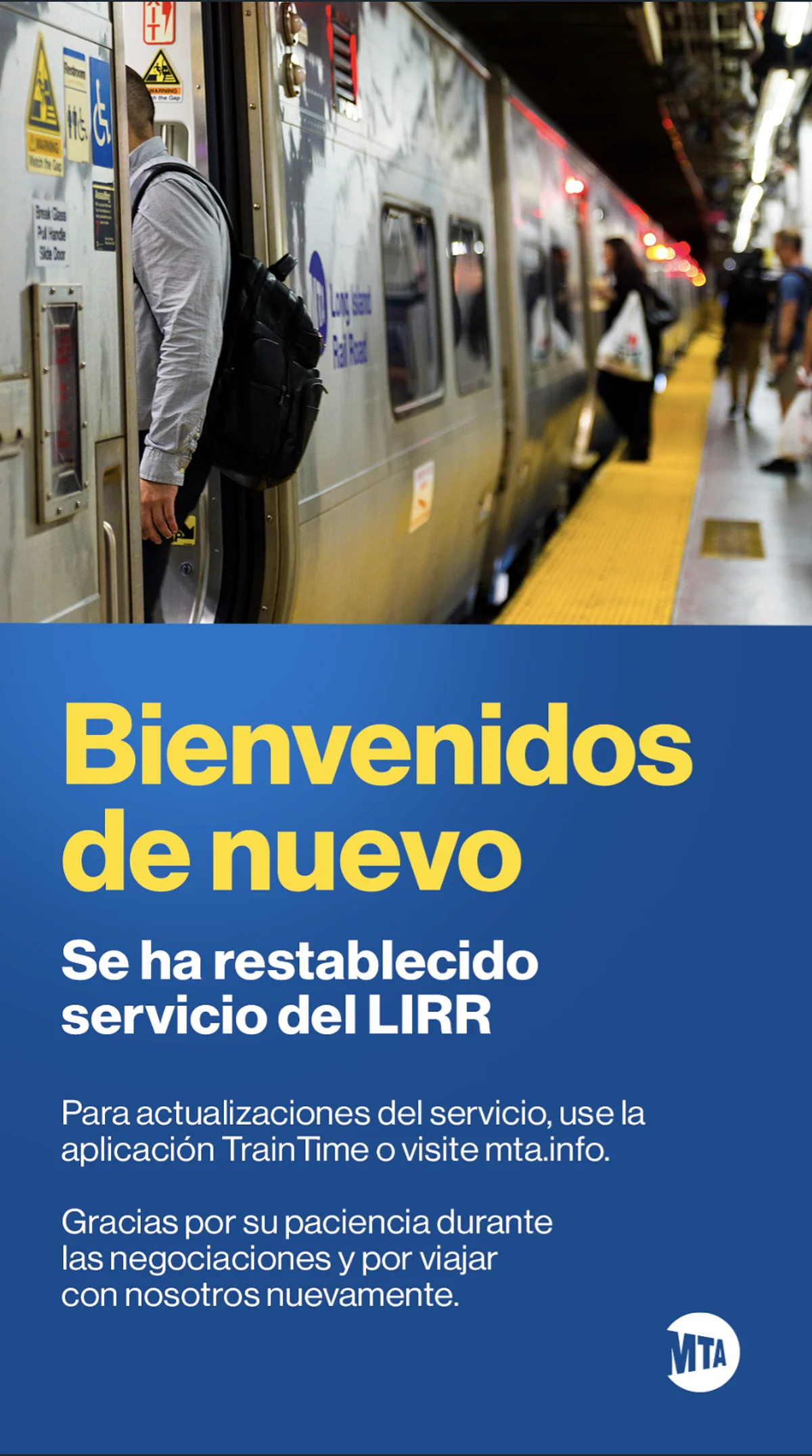 LIRR Bienvenidos — Service Restored